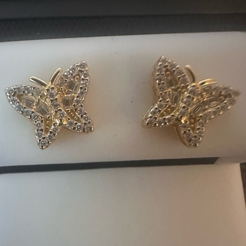 Gold over sterling silver Butterfly moissanite earrings